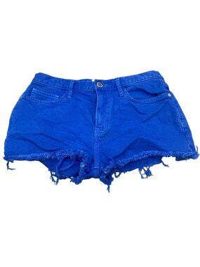 Current/Elliot women's blue jean short shorts distressed 4 pockets silver READ